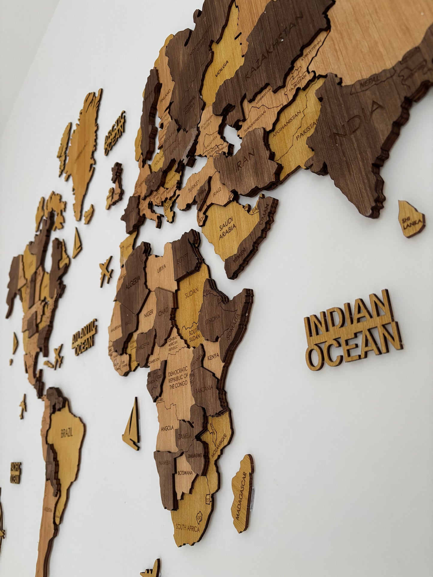 World Map 3d en Bois 100