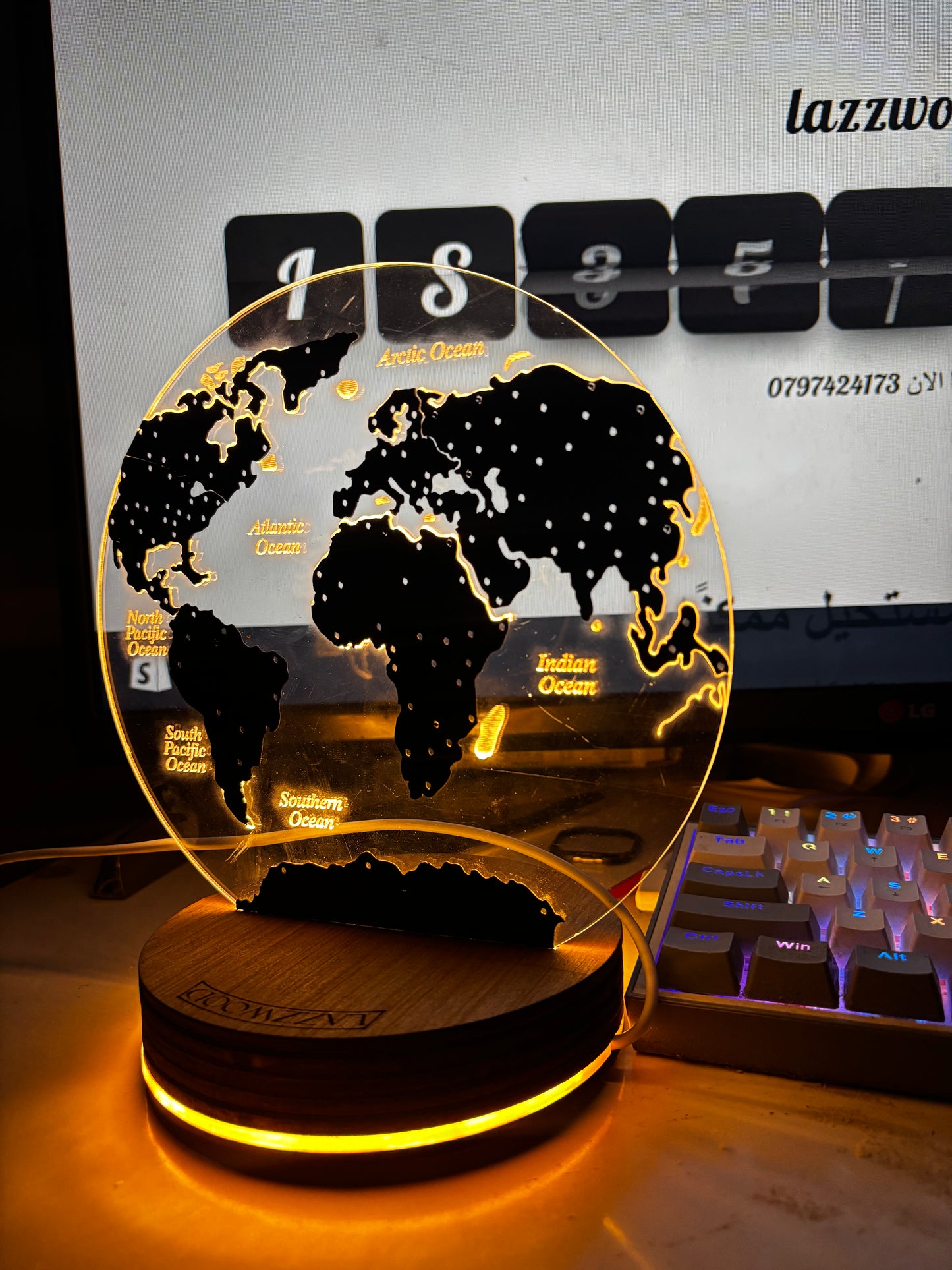 Lampe LED Carte du Monde
