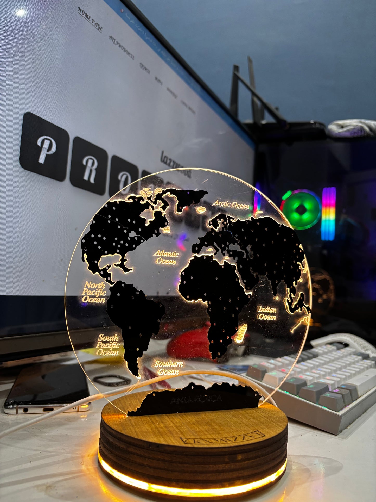 Lampe LED Carte du Monde