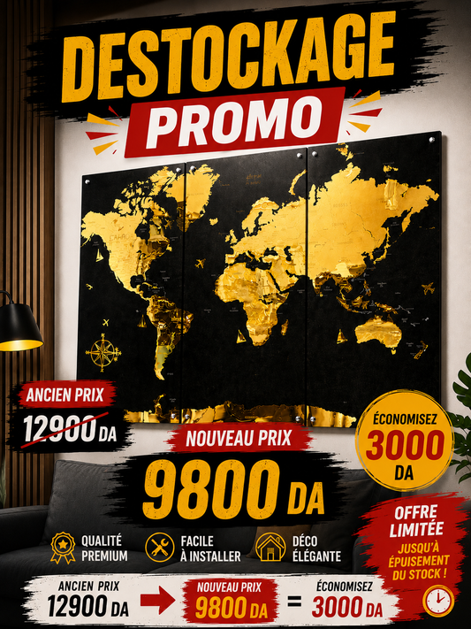 Destockage Promo Cadre LUXE  World Map