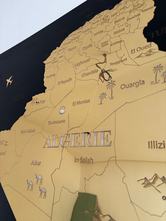 Cadre luxe Map algerie doree