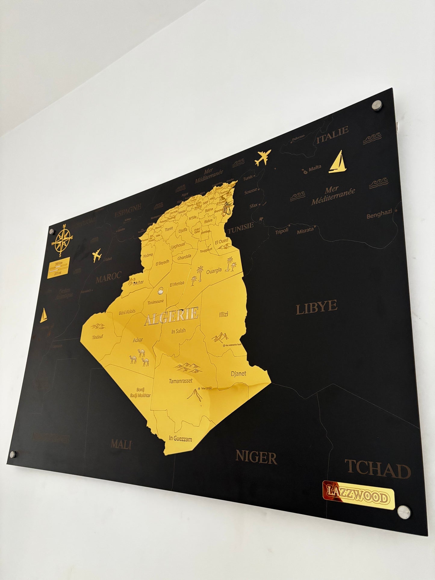 Cadre luxe Map algerie doree